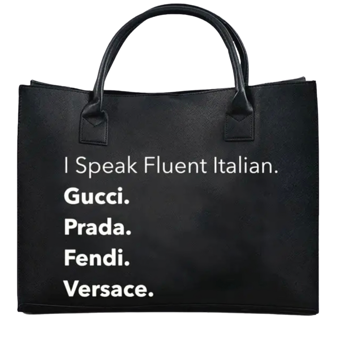 Fluent Italian Vegan Leather Tote Handbag (Black) Tuulie Official