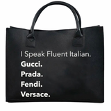 Fluent Italian Vegan Leather Tote Handbag (Black)
