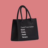 Fluent Italian Vegan Leather Mini Tote Handbag (Black)