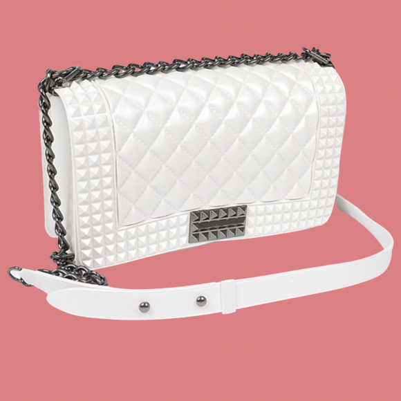 Quilted Embossed Jelly Handbag (White)