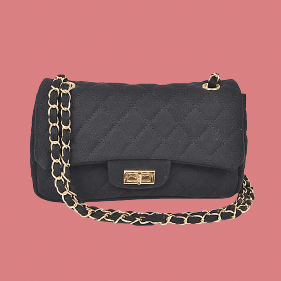Concordia Quilted Cotton Handbag (Black)
