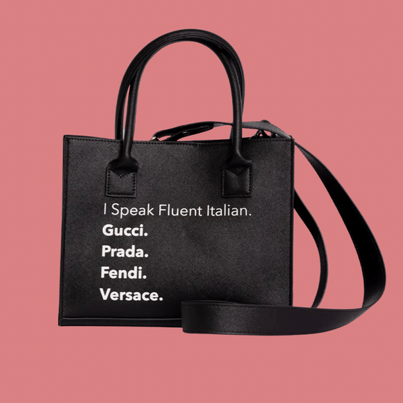 Fluent Italian Vegan Leather Mini Tote Handbag (Black)