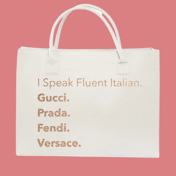 Fluent Italian Vegan Leather Tote Handbag (Ivory White)