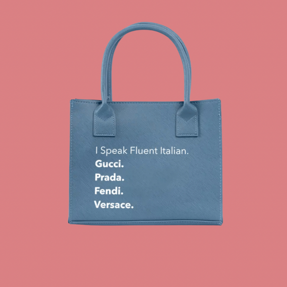 Fluent Italian Vegan Leather Mini Tote Handbag (Denim Blue)
