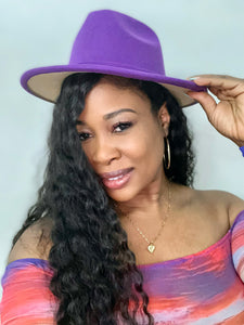 Fedora Hat - (Purple / Camel)