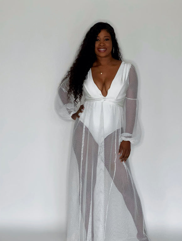 Carla White Mesh Maxi Dress