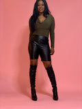 Aria Faux Leather Shorts (Black)