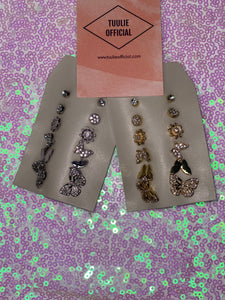Flower and Butterfly Stud Earrings