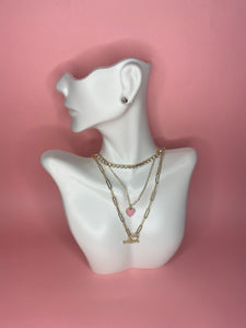 Pink Heart Necklace & Earring Set