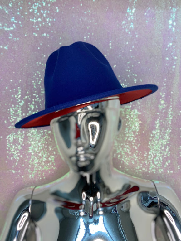 Fedora Hat (Royal Blue / Red)