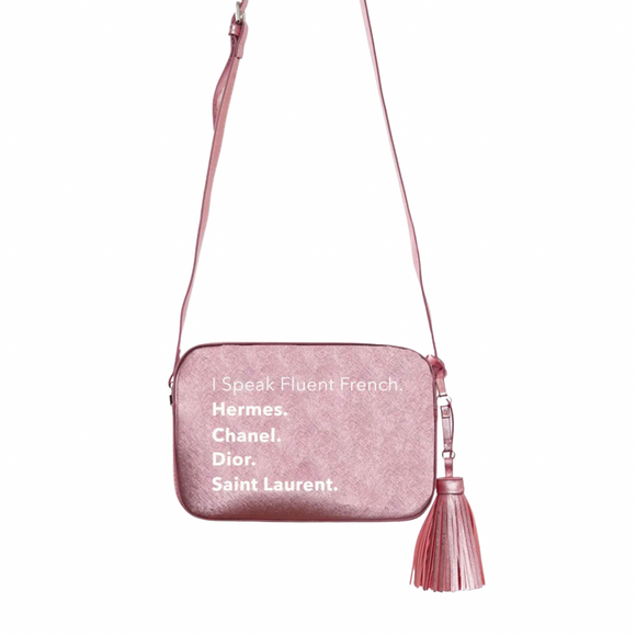 Fluent French Vegan Leather Crossbody Handbag (Pink)