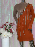 Tatiana nude/orange fringe dress