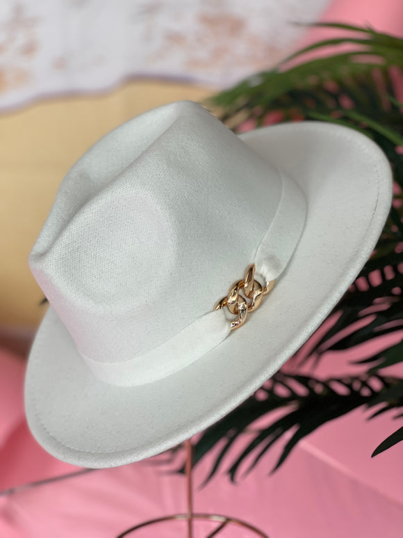 Fedora Hat - faux wool (White)
