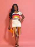 Kassi knit fringe dress (White/ Multicolor)