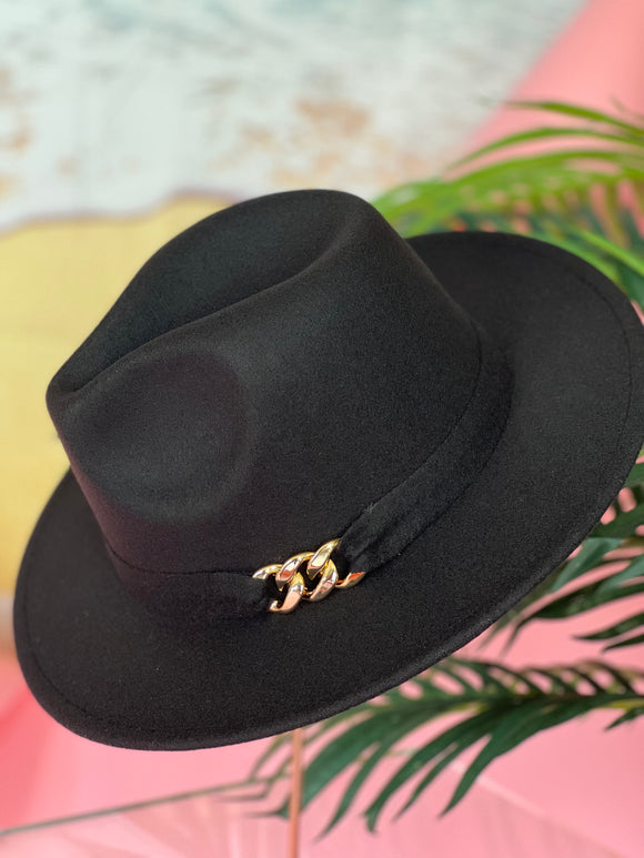 Fedora Hat - faux wool (Black)