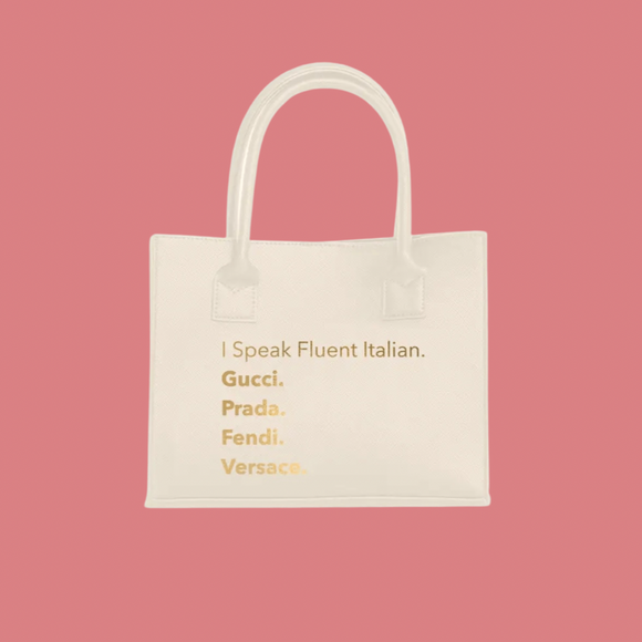 Fluent Italian Vegan leather Mini Tote Handbag (Ivory White)