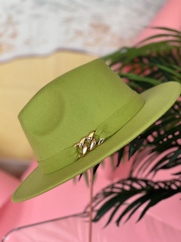 Fedora Hat - faux wool (Green Apple)