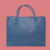 Fluent French Vegan Leather Tote Handbag (Denim Blue)