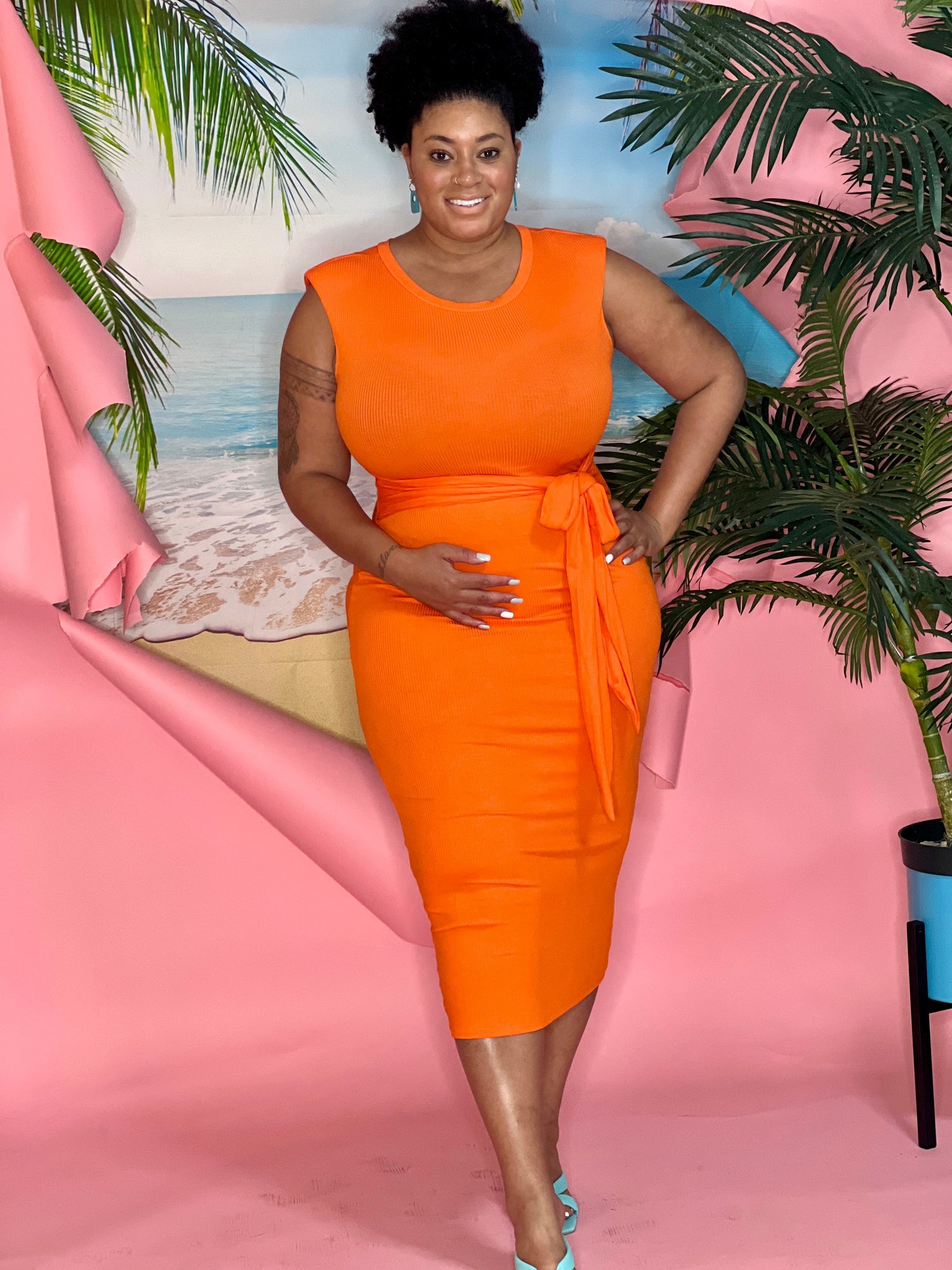 Mavi Midi Dress CURVY Orange