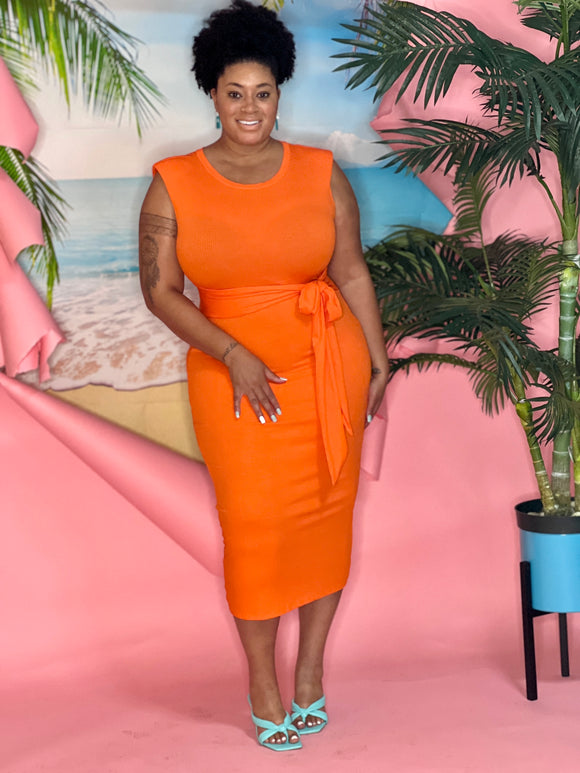 Mavi Midi Dress - CURVY - (Orange)