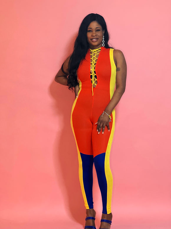 Ramona Jumpsuit (Orange/multi-color)
