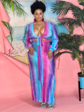 Yara 2 Piece Skirt Set - CURVY - (Multi - Blue)