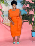 Mavi Midi Dress - CURVY - (Orange)