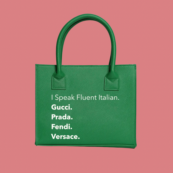 Fluent Italian Vegan Leather Mini Tote Handbag (Kiwi Green)