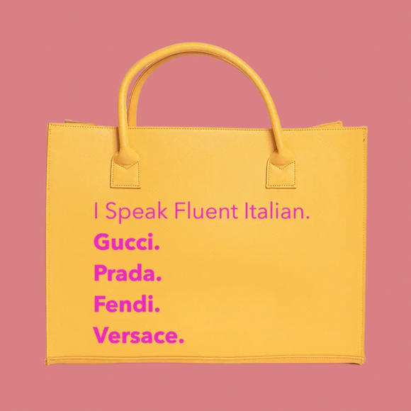 Fluent Italian Vegan Leather Tote Handbag (Yellow)