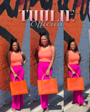 "RAD" Vegan Leather Tote Handbag (Orange)