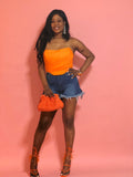 Nia Mesh Corset Top (Orange)