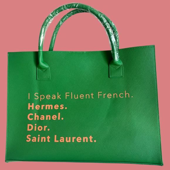 Fluent French Vegan Leather Tote Handbag (Green)